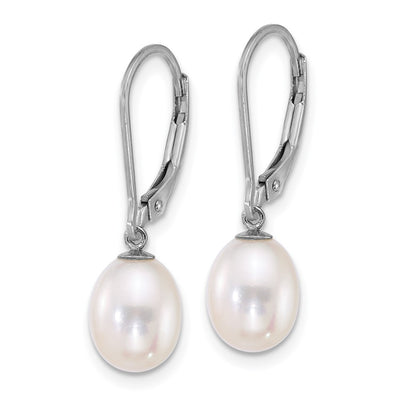 Sterling Silver Rhodium-plated Rice White and Black Freshwater Cultured Pearl 2-piece Enhancer and Leverback Earring Set