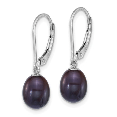 Sterling Silver Rhodium-plated Rice White and Black Freshwater Cultured Pearl 2-piece Enhancer and Leverback Earring Set