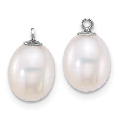 Sterling Silver Rhodium-plated Rice White and Black Freshwater Cultured Pearl 2-piece Enhancer and Leverback Earring Set