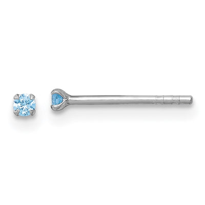 Sterling Silver Madi K Rhodium-plated Blue CZ Childrens Stud Post Earrings