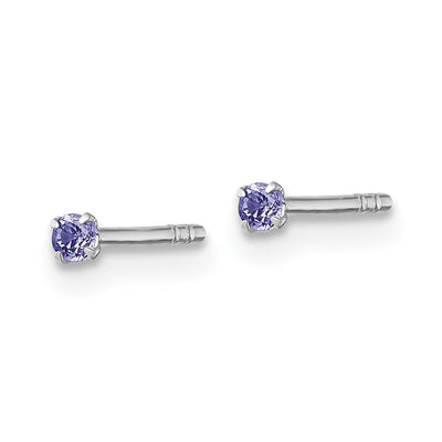 Sterling Silver Madi K Rhodium-plated Purple CZ Childrens Stud Post Earrings