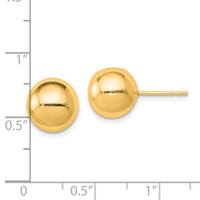 Sterling Silver Gold-tone Polished Ball Earrings, 10 x 10mm