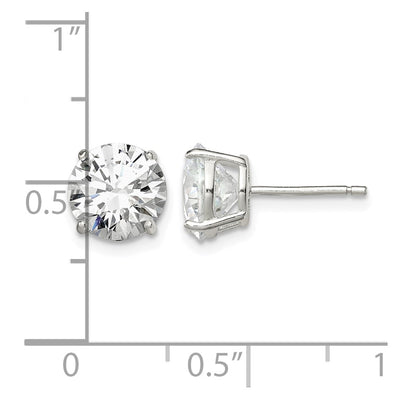 Sterling Silver Round Basket Set CZ Stud Earrings, 8 x 8mm