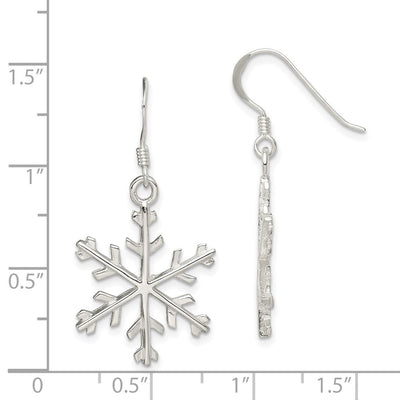 Sterling Silver Snowflake Dangle Earrings, 39 x 20mm