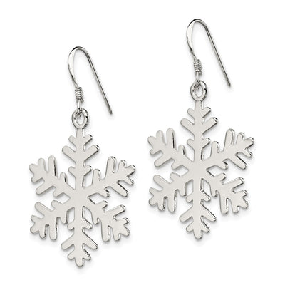 Sterling Silver Snowflake Dangle Earrings, 45 x 25mm