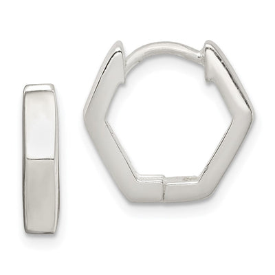 Sterling Silver Striped Hinged Hoop Earrings, 14 x 4mm