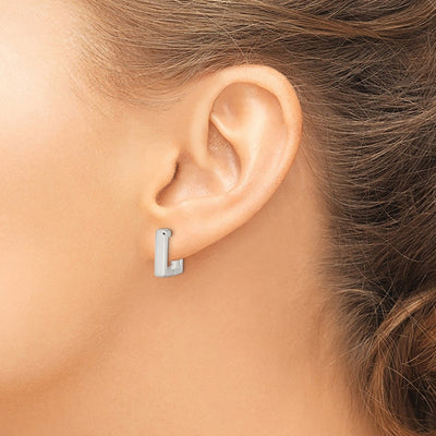 Sterling Silver Square Hinged Hoop Earrings, 14 x 4mm