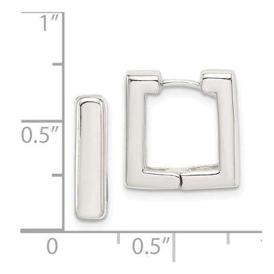 Sterling Silver Square Hinged Hoop Earrings, 14 x 4mm