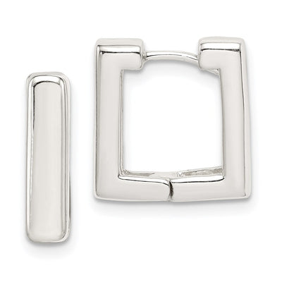 Sterling Silver Square Hinged Hoop Earrings, 14 x 4mm