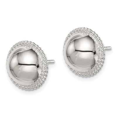 Sterling Silver Button Earrings, 13 x 13mm