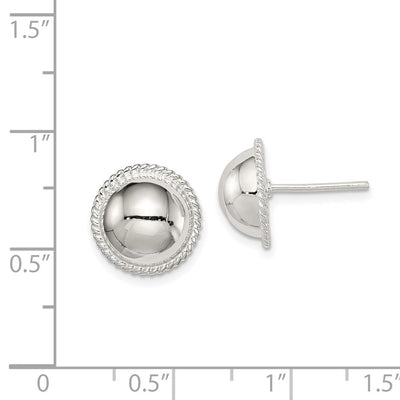 Sterling Silver Button Earrings, 13 x 13mm