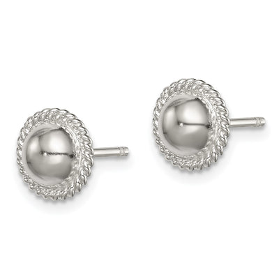Sterling Silver Button Earrings, 10 x 10mm