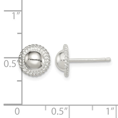 Sterling Silver Button Earrings, 10 x 10mm