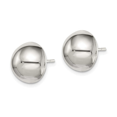 Sterling Silver Polished Button Earrings, 12 x 12mm