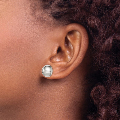 Sterling Silver Polished Button Earrings, 12 x 12mm