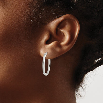 Sterling Silver Square Tube Oval Hoop Earrings, 26 x 2mm