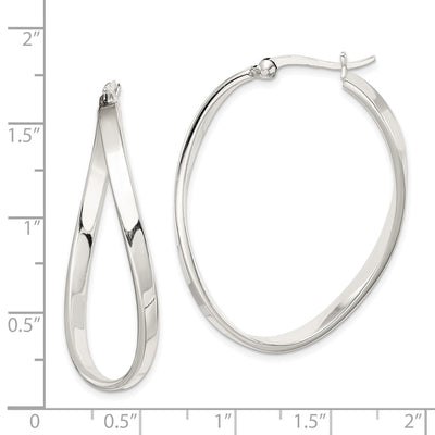 Sterling Silver Polished & Twisted Oval Hoop Earrings, 40 x 31mm