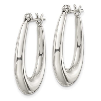 Sterling Silver Polished & Tapered Oval Hoop Earrings, 25 x 19mm