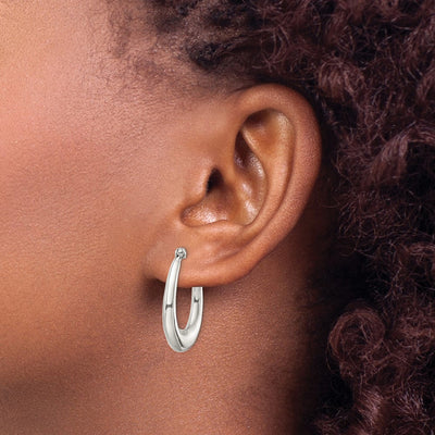 Sterling Silver Polished & Tapered Oval Hoop Earrings, 25 x 19mm