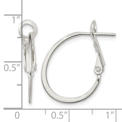Sterling Silver Rhodium-plated Oval Omega Back Hoop Earrings, 22 x 21mm