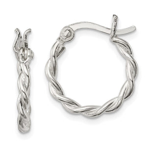 Sterling Silver Satin Twisted Hoop Earrings (Style QE3784)