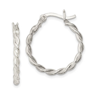 Sterling Silver Twisted Hoop Earrings (Style QE3790)