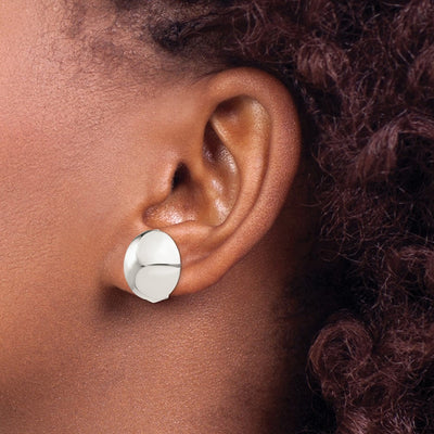 Sterling Silver Polished Non-Pierced Circle Button Earrings, 18 x 18mm