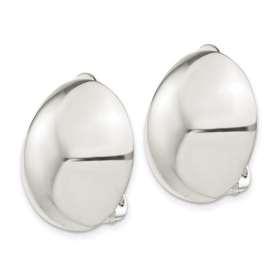 Sterling Silver Polished Non-Pierced Circle Button Earrings, 23 x 22mm