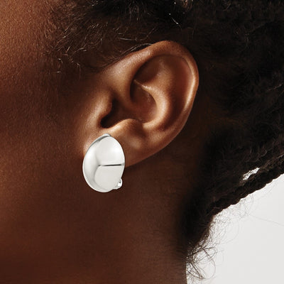 Sterling Silver Polished Non-Pierced Circle Button Earrings, 23 x 22mm