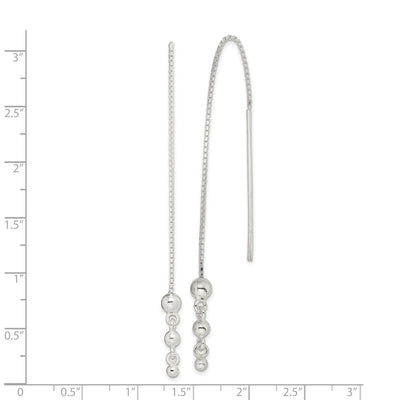 Sterling Silver Polished Triple Graduated Ball Threader Earrings