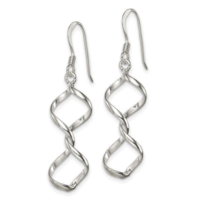 Sterling Silver Polished Fancy Twisted Dangle Earrings, 42 x 8mm