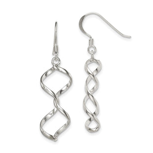 Sterling Silver Polished Fancy Twisted Dangle Earrings (Style QE4024)