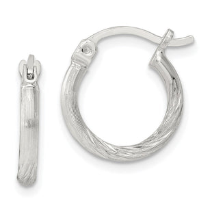 Sterling Silver Polished/Satin D/C Hoop Earrings