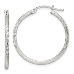 Sterling Silver Polished/Satin D/C Hoop Earrings