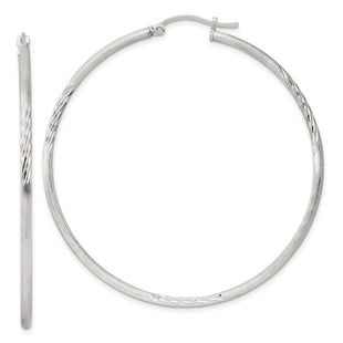 Sterling Silver Polished/Satin D/C Hoop Earrings