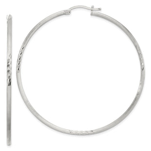 Sterling Silver Polished/Satin D/C Hoop Earrings