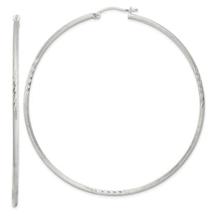 Sterling Silver Polished/Satin D/C Hoop Earrings