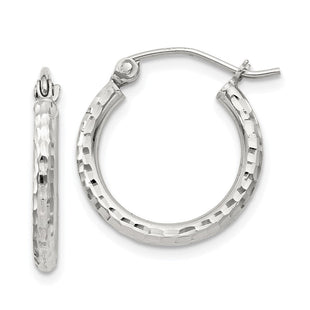 Sterling Silver Diamond Cut Hoop Earrings (Style QE4461SP)