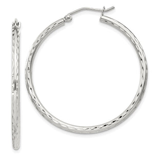 Sterling Silver Diamond Cut Hoop Earrings (Style QE4463SP)