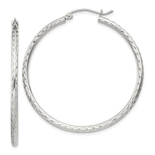 Sterling Silver Diamond Cut Hoop Earrings (Style QE4464SP)