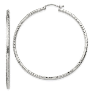 Sterling Silver Diamond Cut Hoop Earrings (Style QE4466SP)