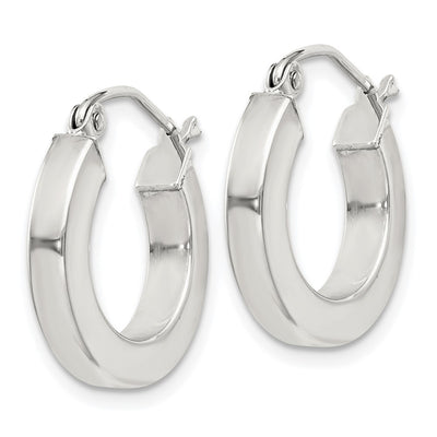 Sterling Silver Square Tube Hoop Earrings, 17 x 3mm