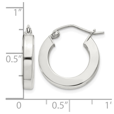 Sterling Silver Square Tube Hoop Earrings, 17 x 3mm
