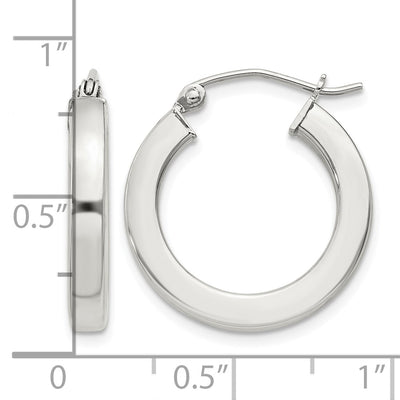 Sterling Silver Square Tube Hoop Earrings, 20 x 3mm