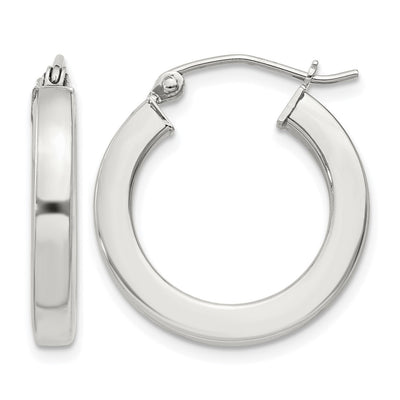 Sterling Silver Square Tube Hoop Earrings, 20 x 3mm