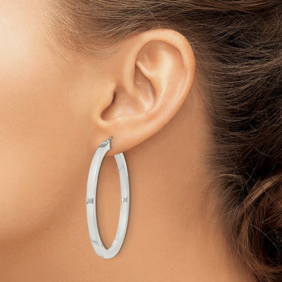 Sterling Silver Square Tube Hoop Earrings, 45 x 3mm