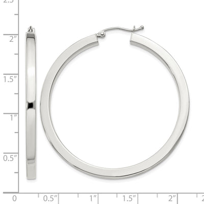 Sterling Silver Square Tube Hoop Earrings, 45 x 3mm