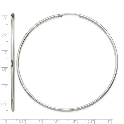 Sterling Silver Endless Hoop Earrings, 70 x 2mm