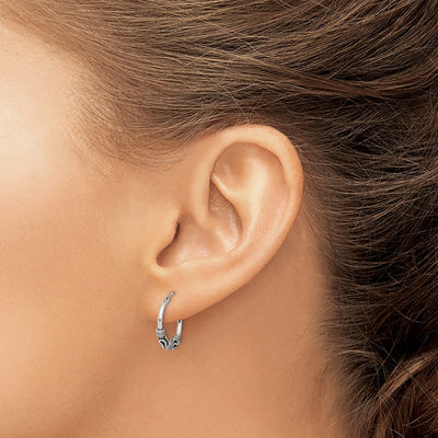 Sterling Silver Rhodium-plated Polished Shrimp Oval Hoop Earrings, 55 x 5.75mm