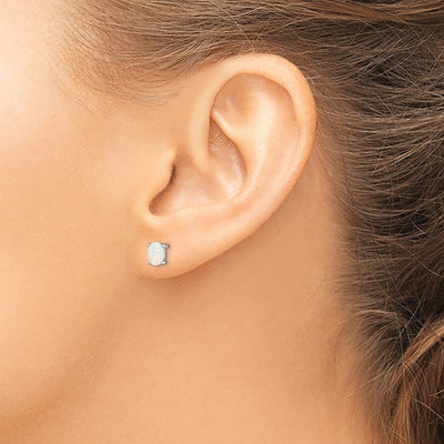 Sterling Silver Rhodium-plated Created Opal Post Earrings, 6.25 x 4.1mm